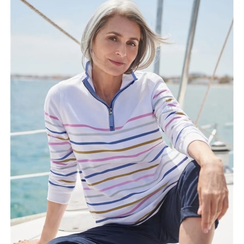 Woolovers Woman’s Classic & Timeless Organic‎ Cotton Half Zip Sweatshirt